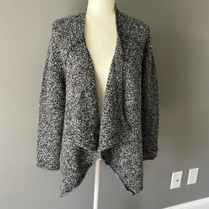 Rebecca Taylor Wool Alpaca Blend Open Front Cardigan Gray Black